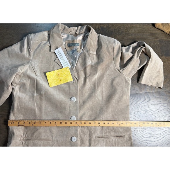 NWT Jessica Holbrook Genuine Leather Suede Blazer Jacket 1X Beige - Picture 13 of 14